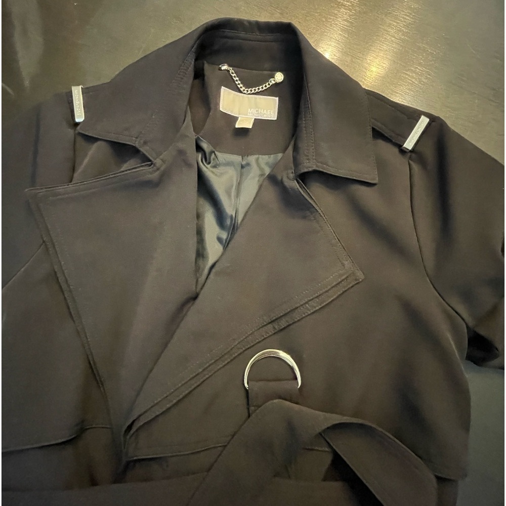 Michael Kors Black 3/4 Length Trench Coat Size Large